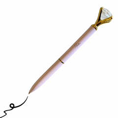 Mia Beauty Jeweled Writing Pen light pink color with gold hardware and clear diamond on top
