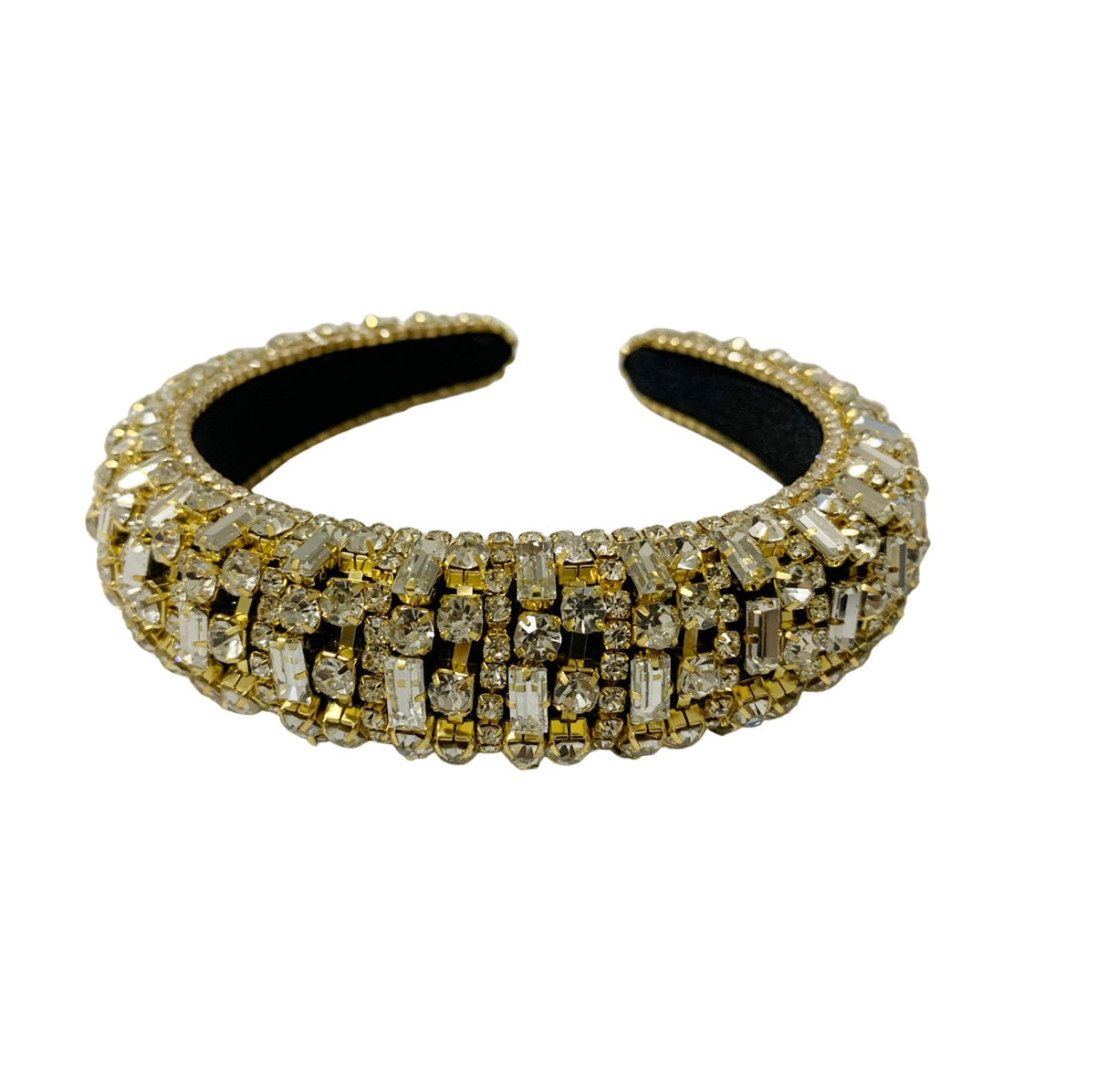 Mia Beauty Royal Elevated Headband in yellow gold  metal and clear stones