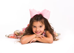 Mia® Spirit Grosgrain Ribbon Bow Barrette - large size - #EllaOnBeauty wearing light pink bow - designed by #MiaKaminski of Mia Beauty