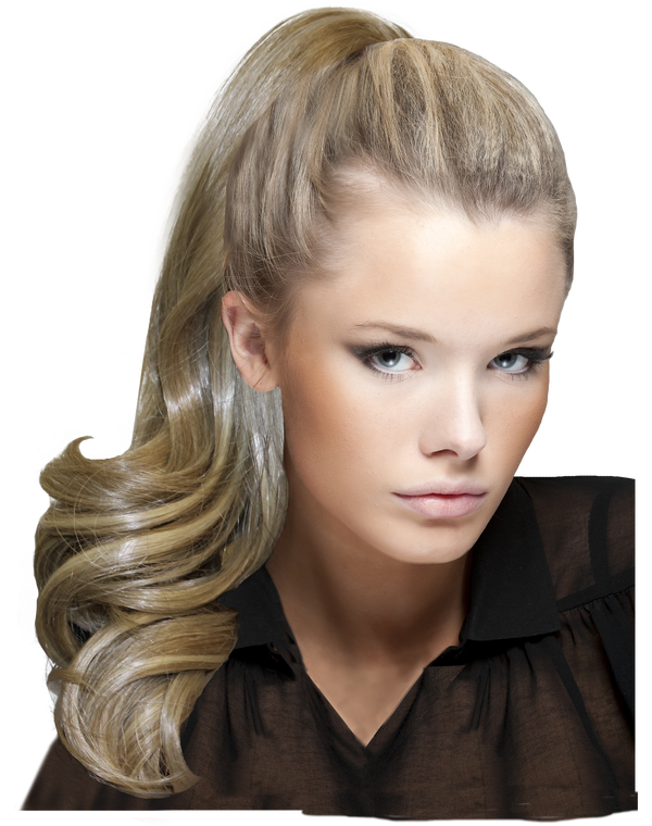 Mia® Clip-n-Pony instant ponytail - blonde color on model - by #MiaKaminski of #MiaBeauty