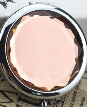 Mia® Jeweled Compact Mirror - peach color rhinestone - invented by #MiaKaminski #MiaBeauty #Mia #beauty #Mirrors