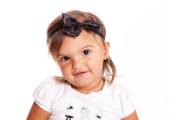 Mia® Baby Frayed Satin Bow Headband - black - shown on model #EllaOnBeauty - invented by #MiaKaminski #MiaBeauty #Mia #Beauty #Baby #hair #hairaccessories #headbands #bows #love #life #girl #woman