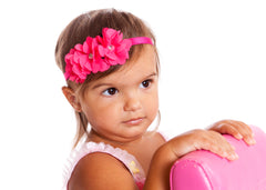Mia® Baby Chiffon Flower Headband - #EllaOnBeauty modeling hot pink headband and hot pink flowers - invented by #MiaKaminski #MiaBeauty #Mia #Beauty #Baby #hair #hairaccessories #hairclips #hairbarrettes #love #life #girl #woman 