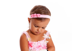 Mia® Baby Jersey Headband - light pink flowers - shown on Ella K/Ella On Beauty model - invented by #MiaKaminski #MiaBeauty #Mia #Beauty #Baby #hair #hairaccessories #hairclips #hairbarrettes #love #life #girl #woman