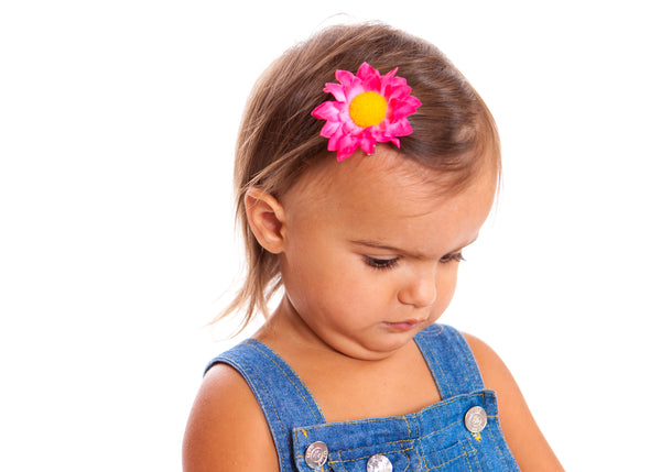 Mia® Baby Daisy Flower Barrette - hot pink color - shown on #EllaKaminski #EllaOnBeauty - by #MiaKaminski #Mia #MiaBeauty #beauty #hair #HairAccessories #baby #girlhairaccessories #hairclips #hairbarrettes #barrette #lovethis #love #life #woman