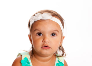 Organza Rosette Headband - Light Pink/Hot Pink