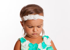 Organza Rosette Headband - Hot Pink + Hot Pink