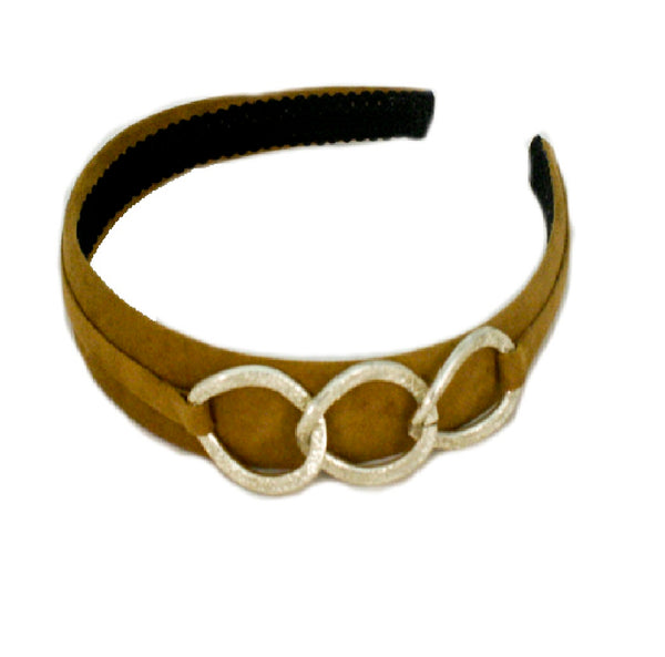 Suede Headband with Chain - Camel