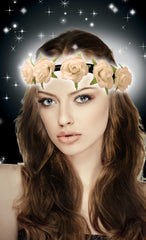 Mia® Beauty Flashion Flowers - LED lighted headband - pink roses on model
