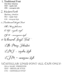 Fonts offered for engraving at MiaBeauty.com