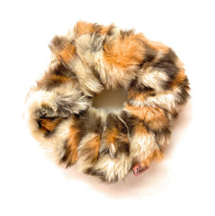 Mia Beauty Furry Scrunchie Ponytail holder hair accessory beige and brown leopard color