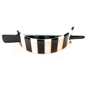Mia Beauty 1970's style Stick Barrette hair accessory clip for French Twists updos in black and white striped acrylic material