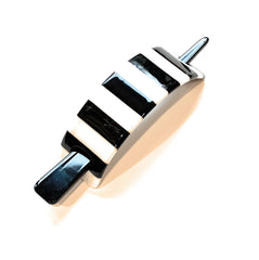 Mia Beauty 1970's style Stick Barrette hair accessory clip for French Twists updos in black and white striped acrylic material