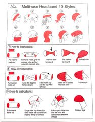 Mia Beauty Multipurpose Headband face mask neck scarf beanie cap ponytail holder headscarf tube top skirt instructions