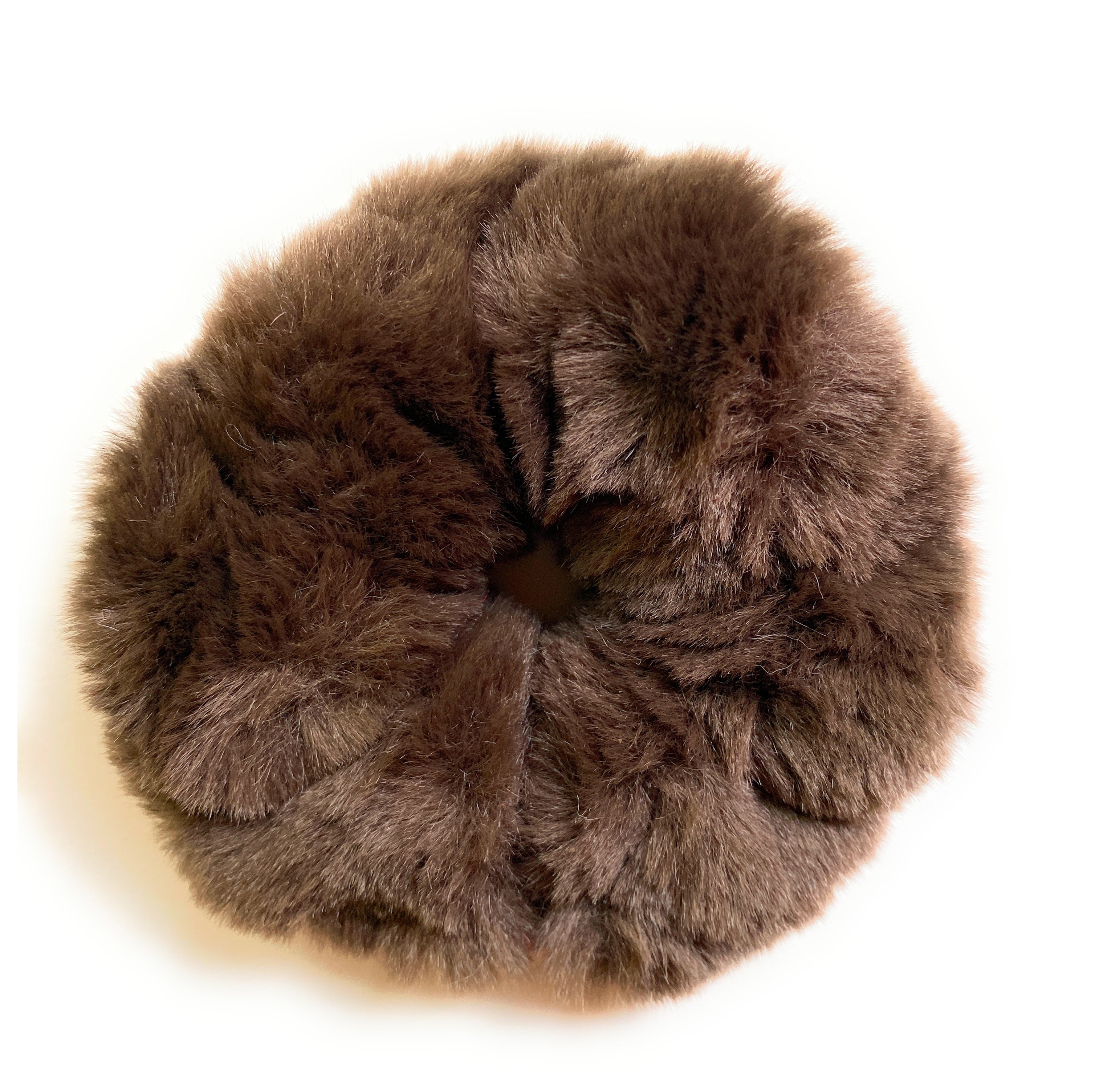 Mia Beauty Furry Scrunchie Ponytail holder hair accessory brown color