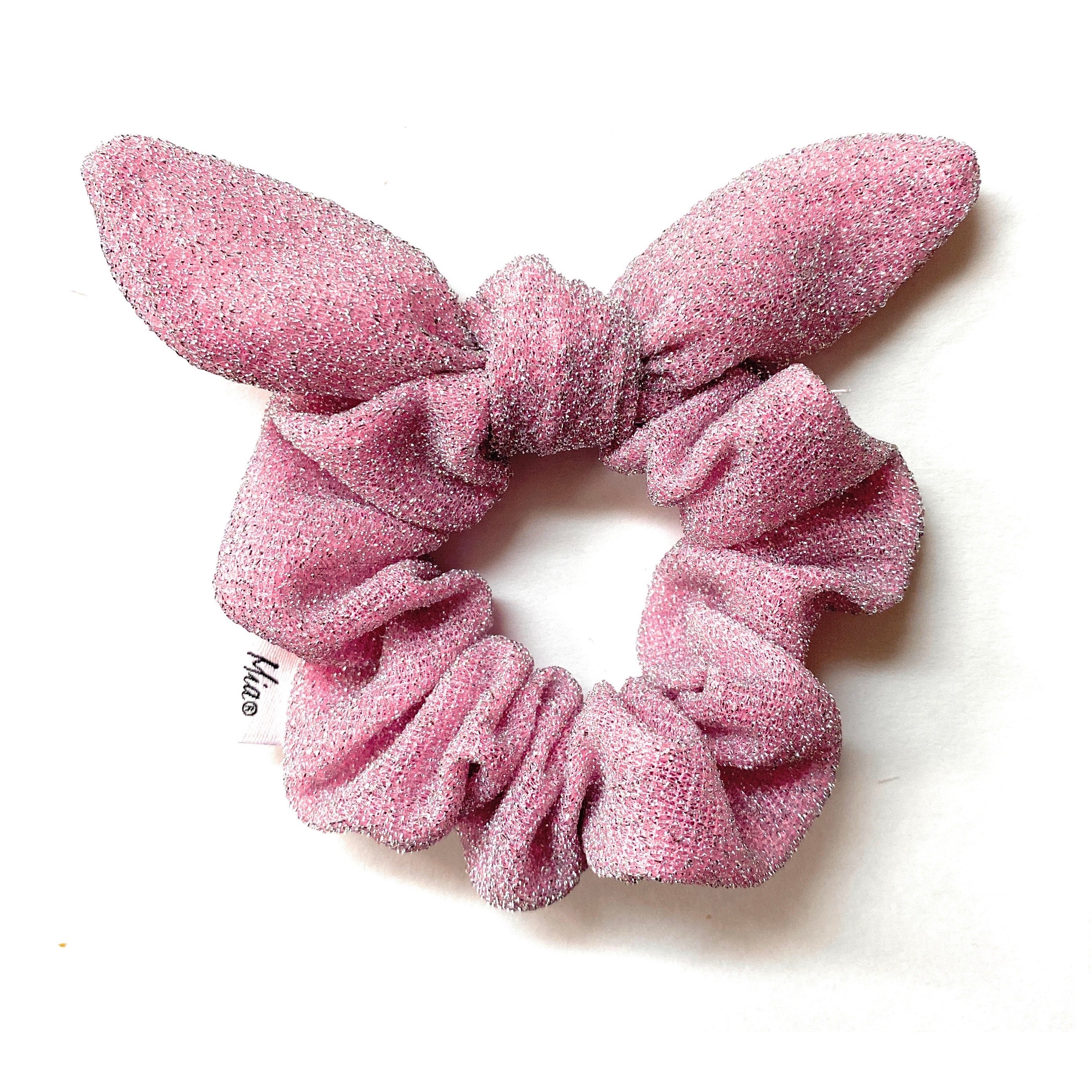 Mia Beauty Metallic Scrunchie with tie pink and silver color