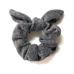 Mia Beauty Metallic Scrunchie with tie black and silver color