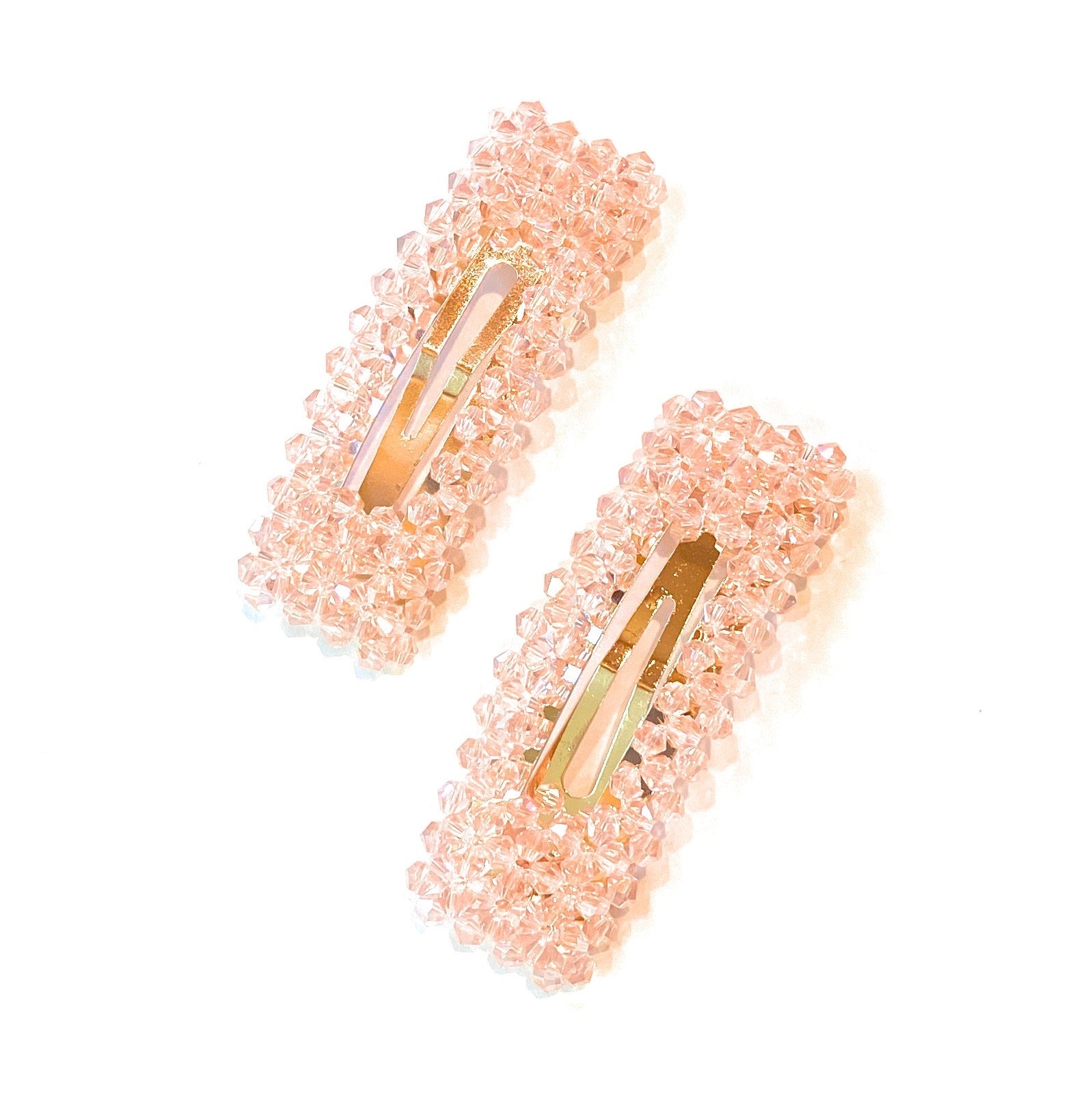 Mia Beauty Snip Snaps in rectangle shape with pink beads