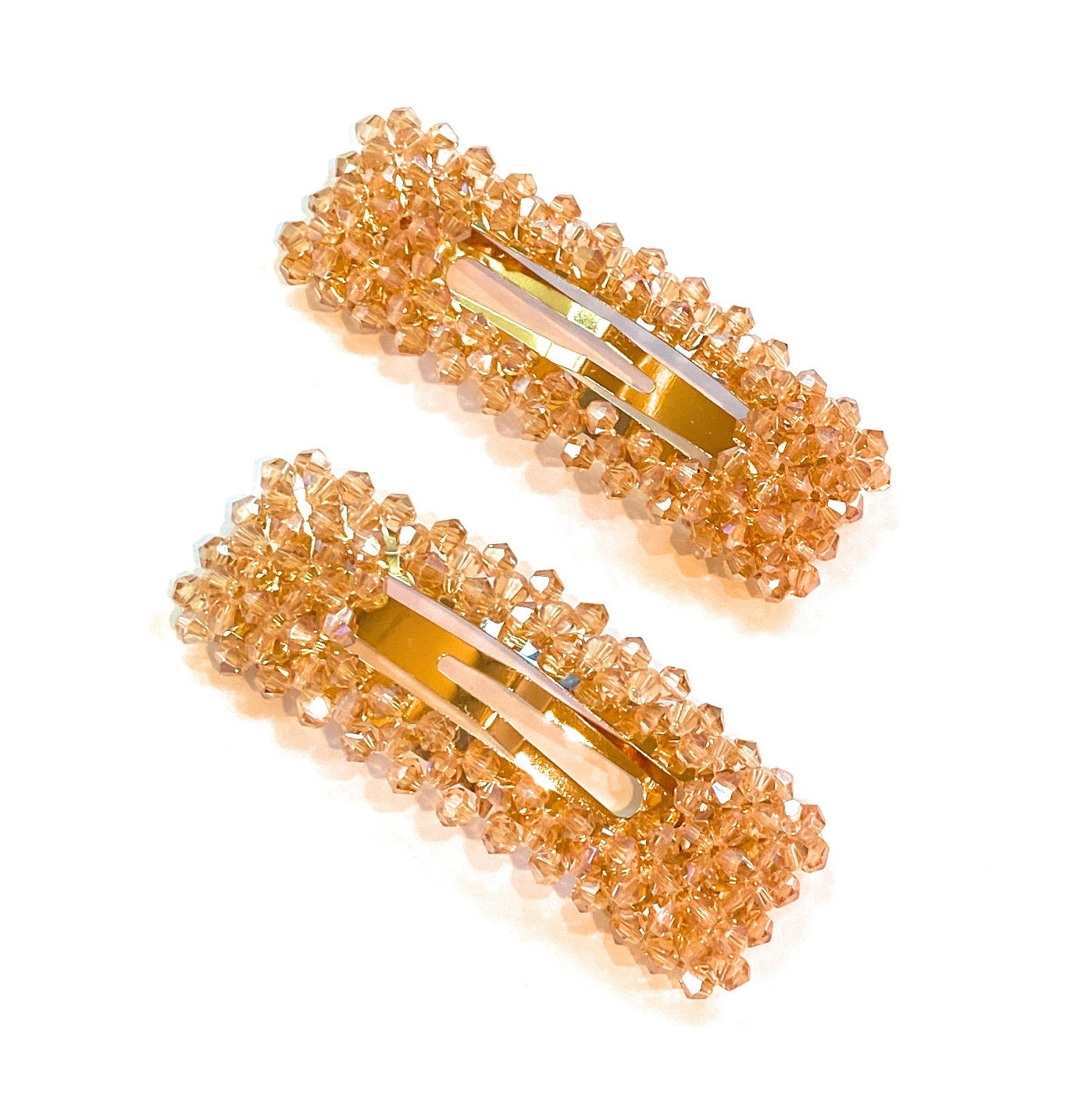 Mia Beauty Snip Snaps in rectangle shape with gold beads