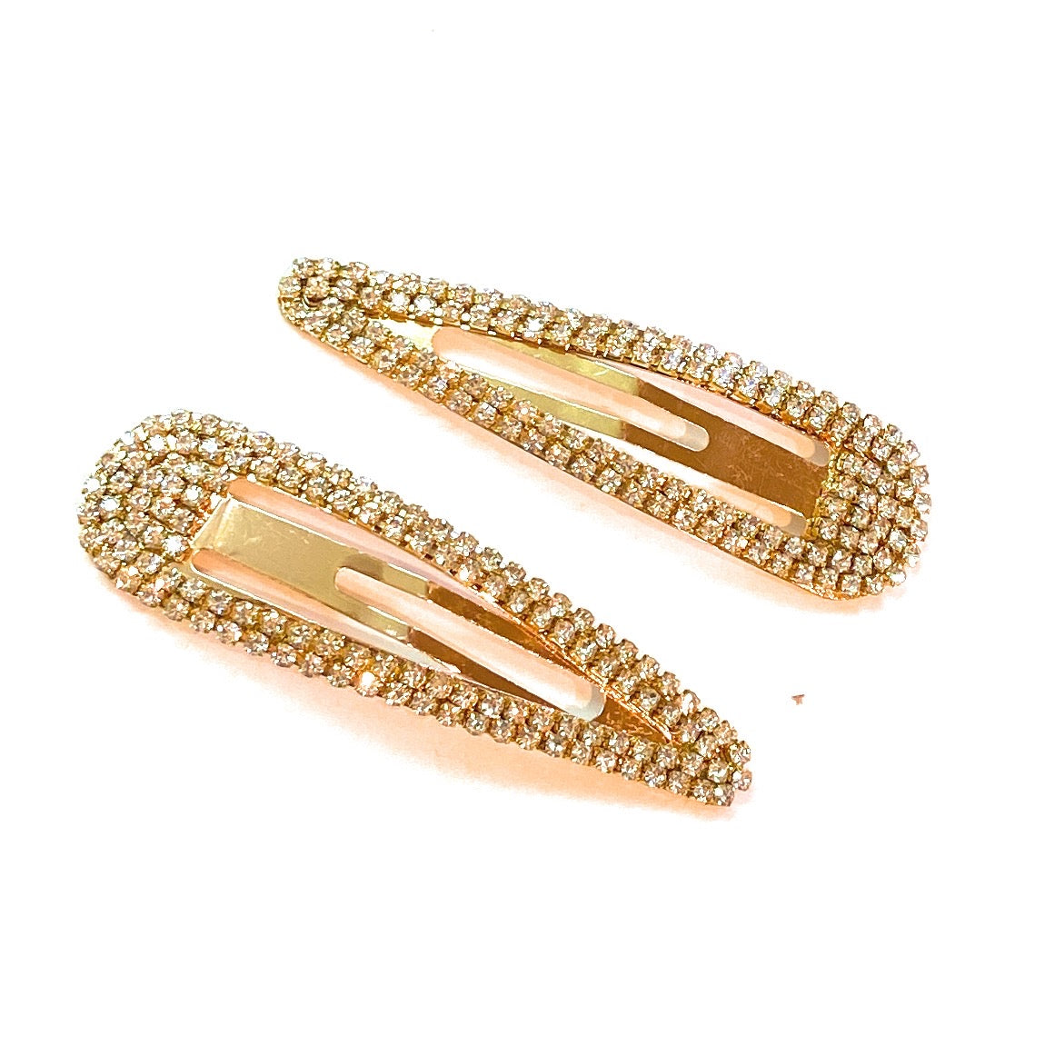 Mia Beauty Large Snip Snaps with rhinestone in gold metal with clear stones