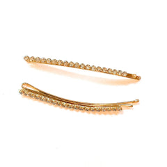 Mia Beauty Rhinestone Bobby Pins in gold metal with clear stones