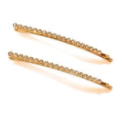 Mia Beauty Rhinestone Bobby Pins in gold metal with clear stones