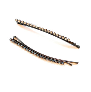 Mia Beauty Rhinestone Bobby Pins in gunmetal with clear stones