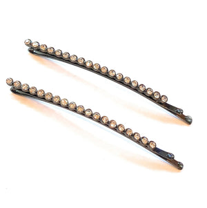 Mia Beauty Rhinestone Bobby Pins in gunmetal with clear stones