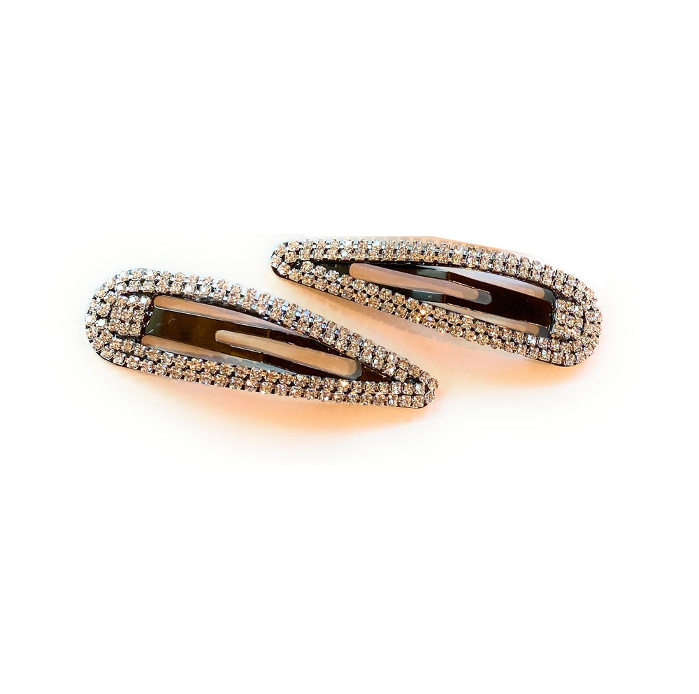 Mia Beauty Medium Size Rhinestone Snip Snaps in gunmetal and clear stones