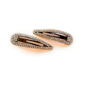 Mia Beauty Medium Size Rhinestone Snip Snaps in gunmetal and clear stones