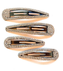 Mia Beauty Medium Size Rhinestone Snip Snaps in gunmetal and clear stones shown next to the large size