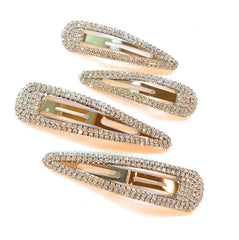 Mia Beauty Medium Size Rhinestone Snip Snaps in silver metal and clear stones shown next to the large size