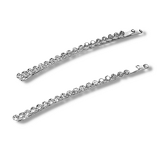 Mia Beauty Long Curved Rhinestone Bobby Pins - silver metal with clear glass rhinestones 2 pieces
