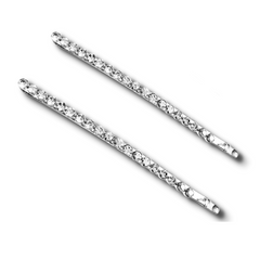 Mia Beauty Long Curved Rhinestone Bobby Pins - silver metal with clear glass rhinestones 2 pieces toip view