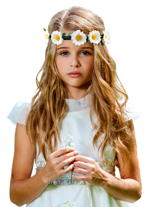 Mia® Flower Halo Headband Hair Accessory - white Daisies shown on young girl model - by #MiaKaminski #Mia #MiaBeauty #Beauty #Hair #HairAccessories #headbands #lovethis #love #life #woman #flowerhalo #festivals #coachella