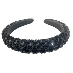 Padded Zigzag Rhinestone  Headband - Black