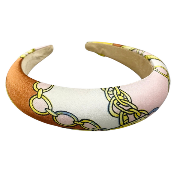 Padded Silk Headband - Chain Print