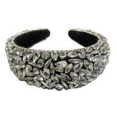 Padded Marquis Diamond Rhinestone Headband - Clear