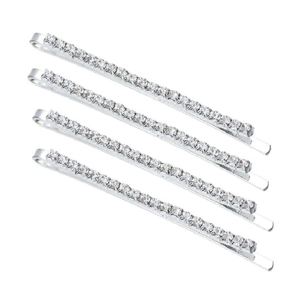 Rhinestone Bobby Pins 2.5" Long - Silver