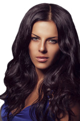 Mia® Clip-n-Hair® dark brown color on model - #MiaKaminski