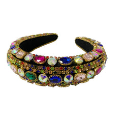 Mia Beauty Royal Elevated Headband in yellow gold metal and multicolored stones