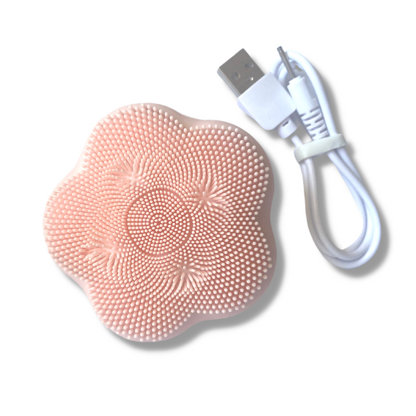 Mia Beauty Scrub Buddy in blush pink color with charging cable