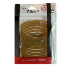Mia® Silkies® hair elastics made out of silicone - brown - in packaging - by #MiaKaminski #MiaBeauty #Mia #beauty #hair #hairaccessories #hairites #rubbernbands #thickhair #lovethis #life #Woman #sports #wethair