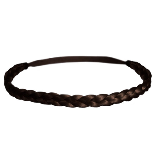 Mia® Thick Braidie® - synthetic wig hair braided headband - dark brown color - patented by #MiaKaminski of #MiaBeauty #Mia #Beauty #HairAccessories #Headbands #Braids #SyntheticWigHair #SyntheticHairHeadbands
