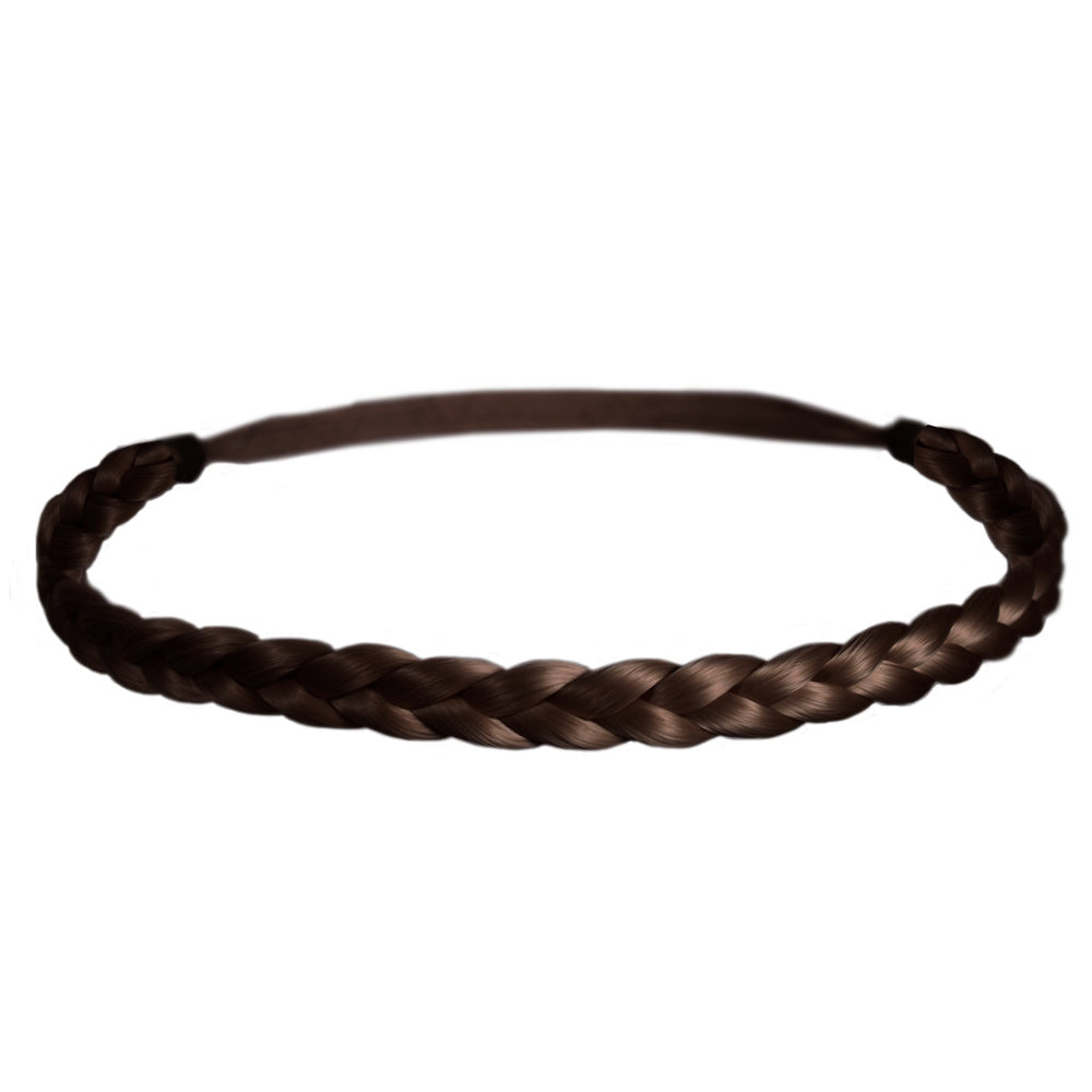 Mia® Thick Braidie® - synthetic wig hair braided headband - Medium Brown color - patented by #MiaKaminski of #MiaBeauty #Mia #Beauty #HairAccessories #Headbands #Braids #SyntheticWigHair #SyntheticHairHeadbands