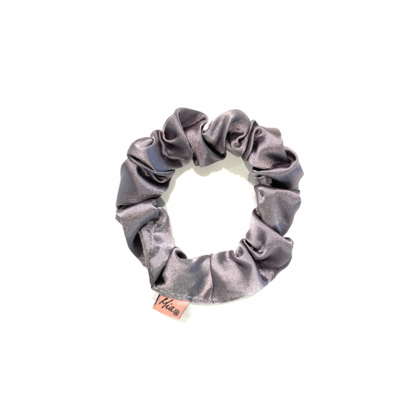 Thin Solid Silk Scrunchie - Gray