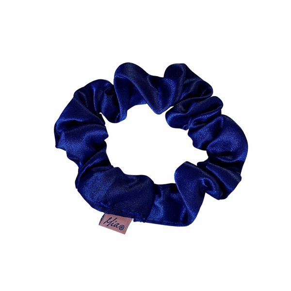 Thin Solid Silk Scrunchie - Navy