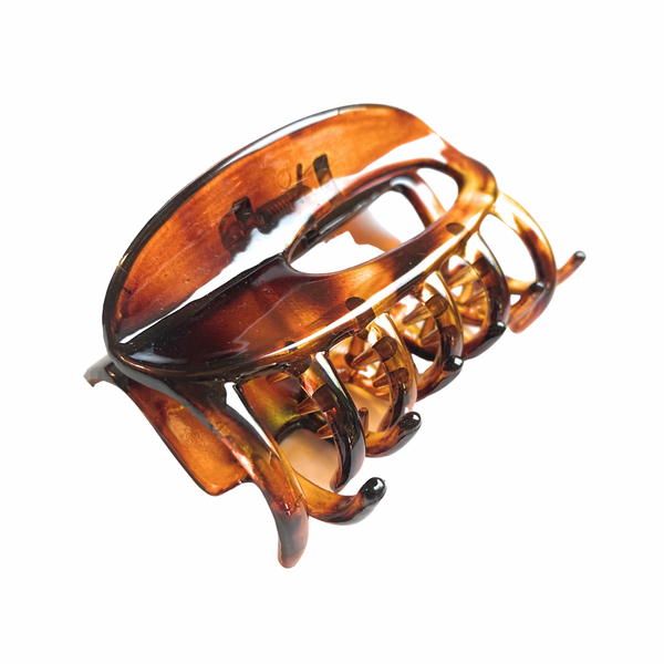 Mia® Beauty medium sized  Tortoise Jaw Clamp with Oval Hole side front view