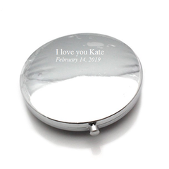 Mia® Jeweled Compact Mirror - shown closed and engraved - Mia Beauty - invented by #MiaKaminski #MiaBeauty #Mirrors #CompactMirror #TravelMirror #purseMirror #Pretty #love #mothersday #breastcancer