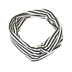 Mia Beauty Black and white striped headband headwrap top view